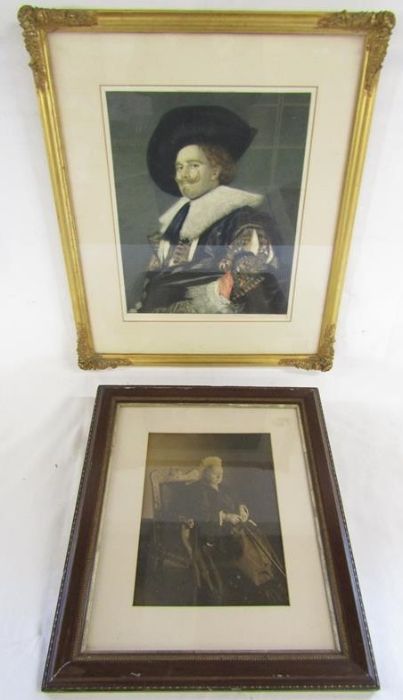 Framed photographic print of Queen Victoria and a framed print by Eugene Tily of 'Laughing Cavalier'