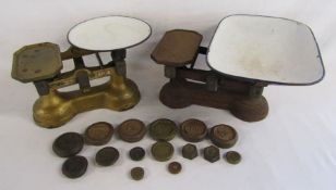 2 sets of scales with a selection of weights