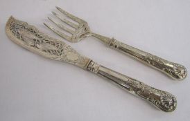 Aaron Hadfield Sheffield silver 1848 fish servers - total weight 8.82ozt