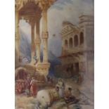 Gilt framed watercolour depicting Continental scene bearing signature "D Roberts 1833" (some