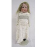 Heubach Koppelsdorf Germany 275.8/0 bisque head doll with clothing and stand approx. 37cm tall