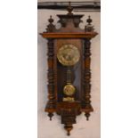 Vienna regulator wall clock with spring driven movement Ht 85cm W 30cm