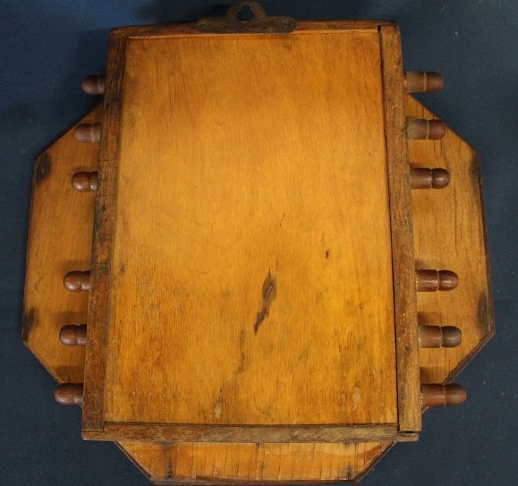 Edwardian octagonal oak hanging perpetual calendar 30.5cm dia - Image 2 of 2