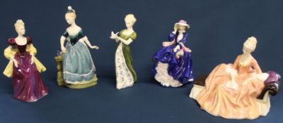 5 Royal Doulton figurines: Top O' The Hill HN3735 2598 / 3500 with certificate, Reverie HN2306,