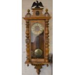 Large Vienna regulator wall clock with spring driven mechanism and eagle finial Ht 40cm W 48cm
