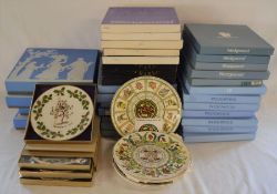 37 Wedgwood calendar plates from 1970's onwards (mostly boxed) & 4 Royal Grafton Christmas plates