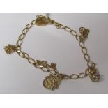 9ct gold charm bracelet marked 375, 6.9g