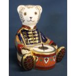 Royal Crown Derby limited edition paperweight "Drummer Teddy" 707/1500 with certificate & box