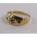 15ct gold gypsy ring set with ruby and diamonds size N - total weight 1.61g (stones missing)