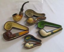 Collection of silver collared pipes includes Henry Tongue Chester 1907, Peterson's, etc