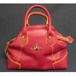 Vivienne Westwood pink leather handbag - unused, with original shop tag & dust bag, dimensions: 29cm