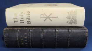 Leather bound Holy Bible published by Eyre & Spottiswoode, London 1860 with inscription on inside