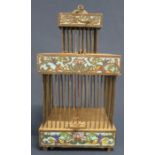 Chinese cloisonne hanging cricket cage 26cm high