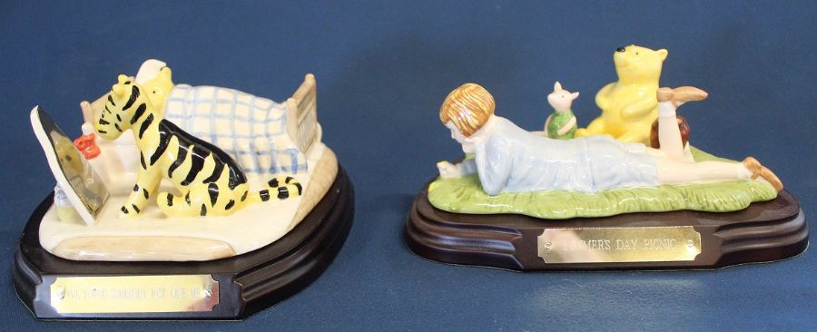 2 Royal Doulton limited edition Winnie The Pooh figurines: "Summer's Day Picnic" 960 / 5000 & "I'