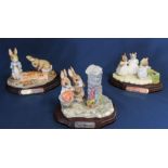 3 Beswick Beatrix Potter tableaus: Mittens Tom Kitten & Moppet (Annual Collectors piece), Hiding