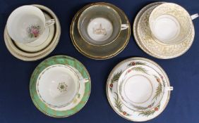 5 Royal Worcester hand painted & gilded porcelain trios including Victoria, Princess Royal &