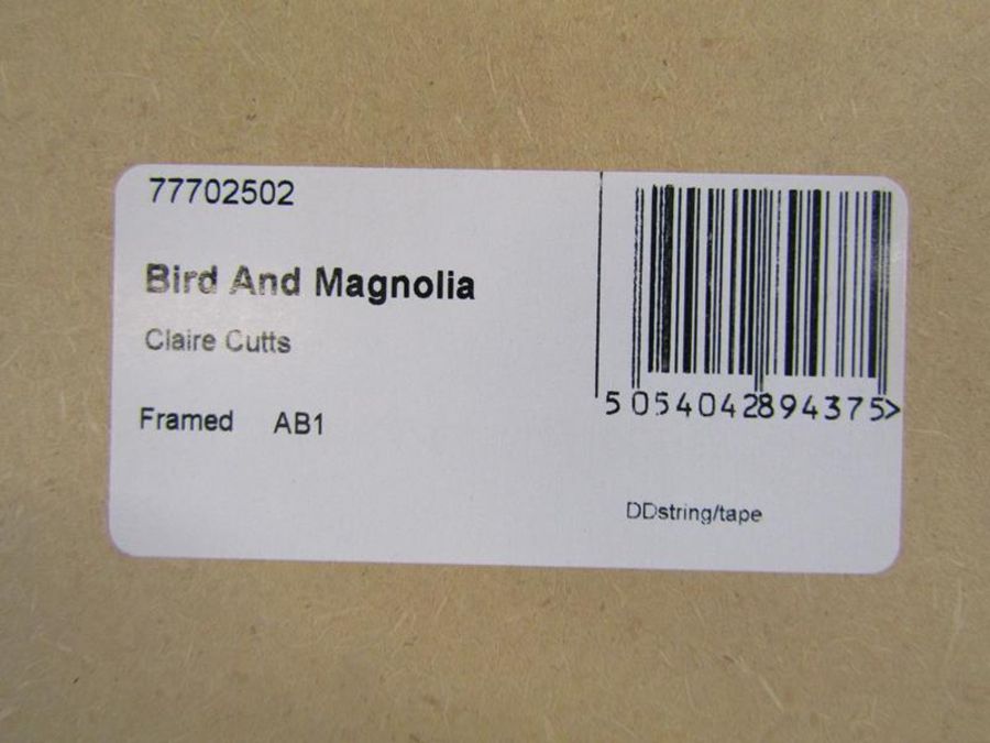 'Butterflies, Bird and Magnolia' artwork signed Claire Cutts limited edition 25/150 - bird in flight - Image 7 of 7