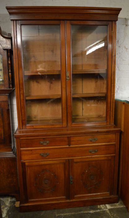 Victorian mahogany display bookcase Ht 226cm L 120cm D 44cm