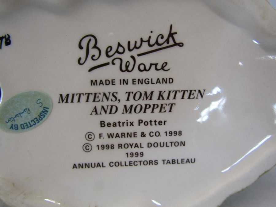 3 Beswick Beatrix Potter tableaus: Mittens Tom Kitten & Moppet (Annual Collectors piece), Hiding - Image 16 of 16