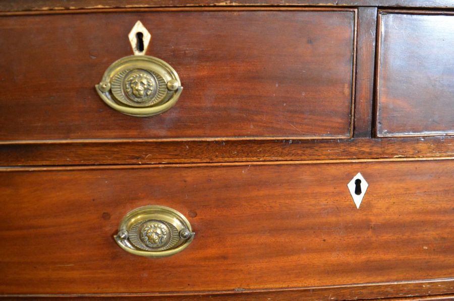 Georgian mahogany chest of drawers with bone escutcheons & brass plate handles (2 missing) L 97cm - Image 3 of 5