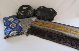 2 Radley leather ladies bags and 100% Cashmere pashmina with elephant pattern, 2 other scarves