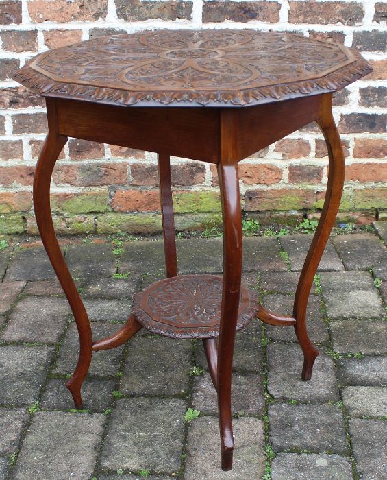 Early 20th century carved oak occasional table with frieze drawer - Image 2 of 4