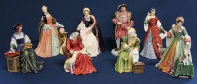 A set of Royal Doulton porcelain figures of Henry VIII & his six wives comprising Henry, no 1890,