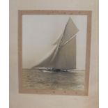 Beken & Son black & white framed photograph of a yacht "Mariska" at Cowes 1908 50.5cm x 62cm (