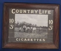 Oak framed advert for "Country Life" cigarettes John Player & Sons Nottingham depicting black and
