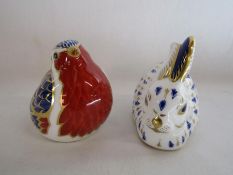 Royal Crown Derby Robin and blue rabbit - both with gold stoppers