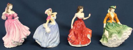 4 Royal Doulton figurines: Lauren HN3975, Nicole HN4112, Autumn Breezes HN3736 (boxed with