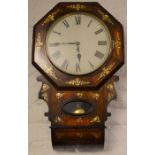 19th century American drop dial clock inlaid with mother of pearl Ht 70cm W 44cm
