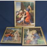 3 framed coloured religious studies for Berlin woolwork patterns