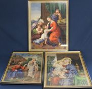 3 framed coloured religious studies for Berlin woolwork patterns