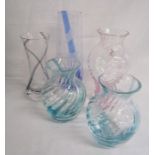 Collection of Caithness crystal vases including one with etched dolphin design
