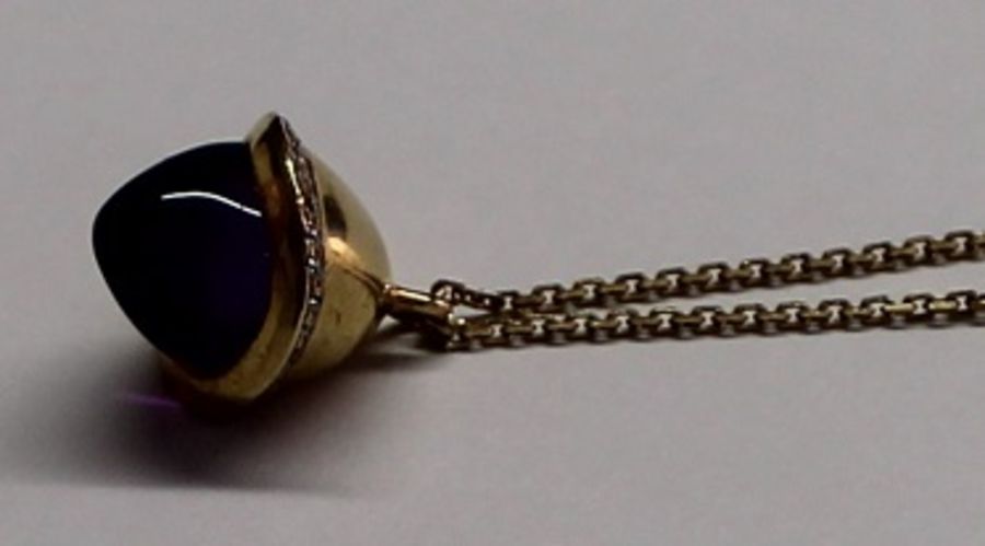 Links of London 18ct yellow gold Infinite Love pendant with central sugar loaf amethyst surrounded - Image 2 of 3