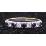 18ct white gold, sapphire & diamond ring marked 750, 3.29g, size M/N