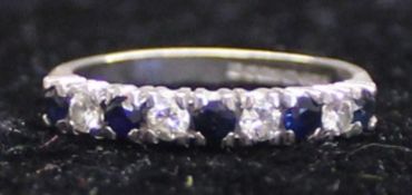 18ct white gold, sapphire & diamond ring marked 750, 3.29g, size M/N