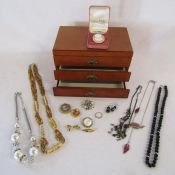 Mele & Co jewellery box containing some costume jewellery