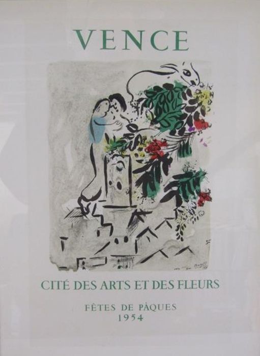 Marc Chagall lithographic print 'Vence' 'Cite Des Arts Et Des Fleurs Fetes De Paques'  approx. 53.