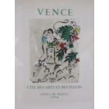Marc Chagall lithographic print 'Vence' 'Cite Des Arts Et Des Fleurs Fetes De Paques'  approx. 53.