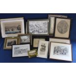 Selection of engravings of Lincolnshire landmarks, two hand coloured Victorian engravings etc.