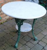 Marble top cast iron pub table Dia. 71cm