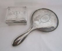 William Neale Birmingham 1917 silver trinket box and Birmingham silver hand mirror both with