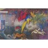 Marc Chagall modernist figural lithographic print approx. 67cm x 50cm