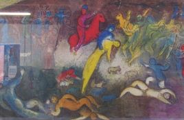 Marc Chagall modernist figural lithographic print approx. 67cm x 50cm