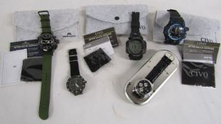 Collection of watches includes Megalith, Swiss Army, Urban Spirit, Civo 1258 and 1155