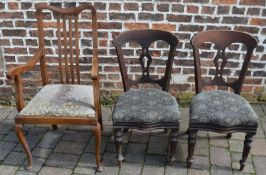 Pair of Victorian mahogany dining chairs & an Edwardian chair