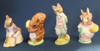 2 sets of Beswick Ware large size gold limited edition Beatrix Potter figurines : Mrs Rabbit &