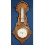 Carved wood barometer (part of frame missing around the thermometer)
